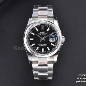 DateJust 36mm SS GMF lunetta liscia quadrante nero indice luminescente bracciale Oyster VR3235