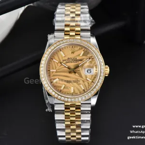 DateJust 36mm YG/SS Diamond BPF YG quadrante Palm bracciale Jubilee A2824