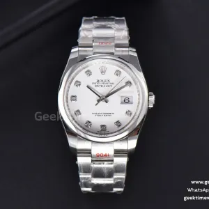 DateJust 36mm SS GMF lunetta liscia quadrante bianco indice diamantato bracciale Oyster VR3235