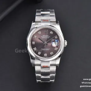 DateJust 36mm SS GMF lunetta liscia quadrante grigio indice diamantato bracciale Oyster VR3235