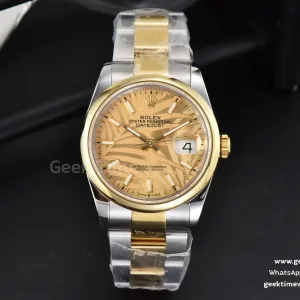 DateJust 36mm YG/SS BPF quadrante YG Palm liscio bracciale Oyster A2824