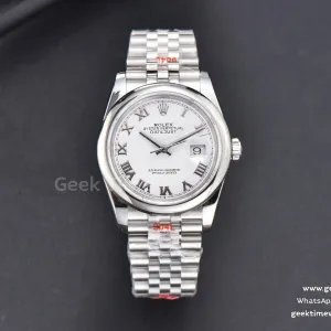 DateJust 36mm SS GMF lunetta liscia quadrante bianco indice Roma bracciale Jubilee VR3235