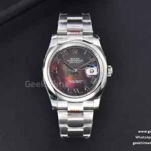 DateJust 36mm SS GMF lunetta liscia quadrante grigio in madreperla indice Roma bracciale Oyster VR3235