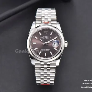 DateJust 36mm SS GMF lunetta liscia quadrante grigio indice a bastoncino bracciale Jubilee VR3235