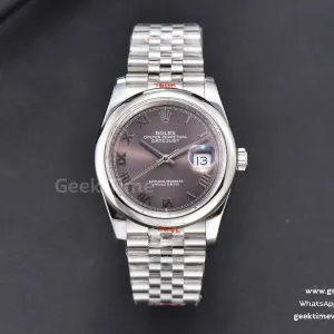 DateJust 36mm SS GMF lunetta liscia quadrante grigio indice Roma bracciale Jubilee VR3235