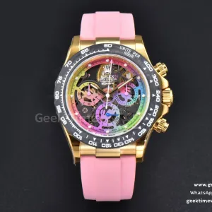Blaken Daytona PVD RG Carbon 40mm GETF skelettiertes Zifferblatt rosa Kautschukarmband SA4130