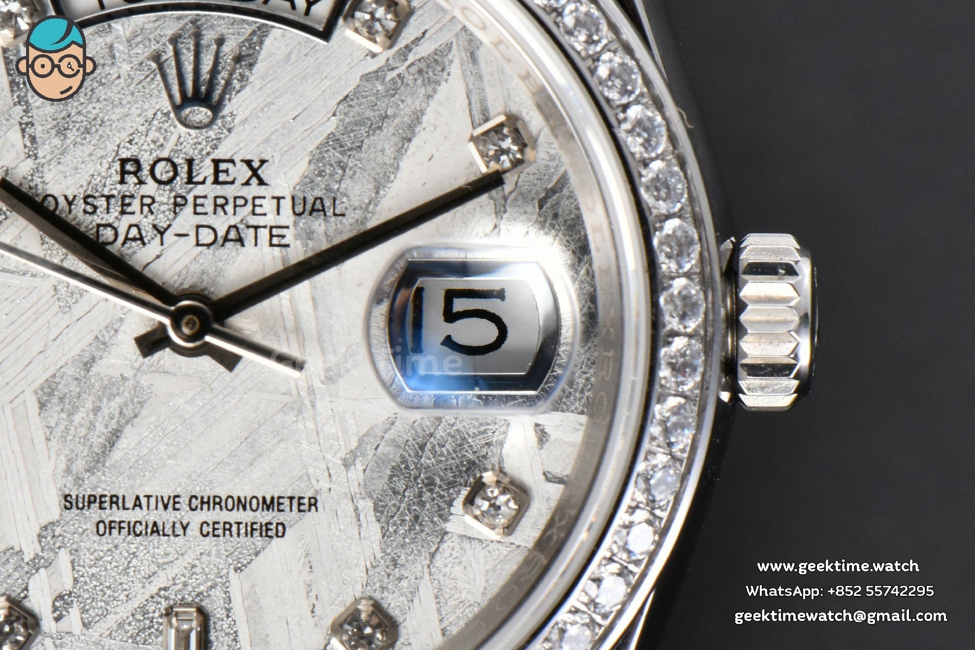Day-Date 36mm GMF Diamond Meteorite Dial Diamond Marker SS Bracelet A3235 - Image 8