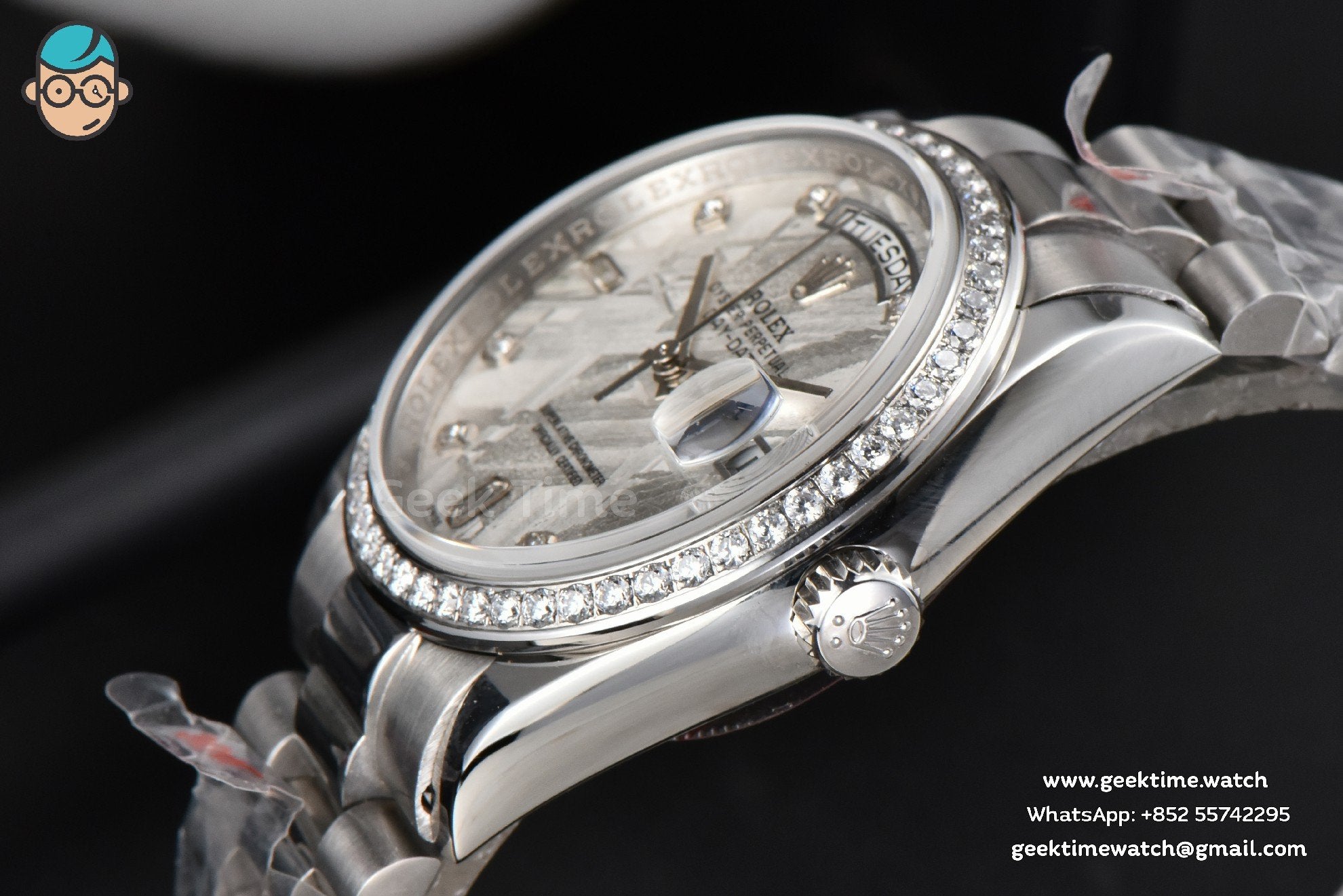 Day-Date 36mm GMF Diamond Meteorite Dial Diamond Marker SS Bracelet A3235 - Image 9