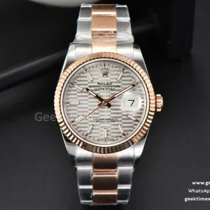 DateJust 36mm RG/SS BPF lunetta zigrinata quadrante argento con motivo bracciale Oyster A2824