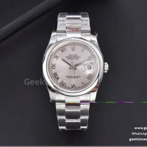 DateJust 36mm SS GMF lunetta liscia quadrante argento indice Roma bracciale Oyster VR3235