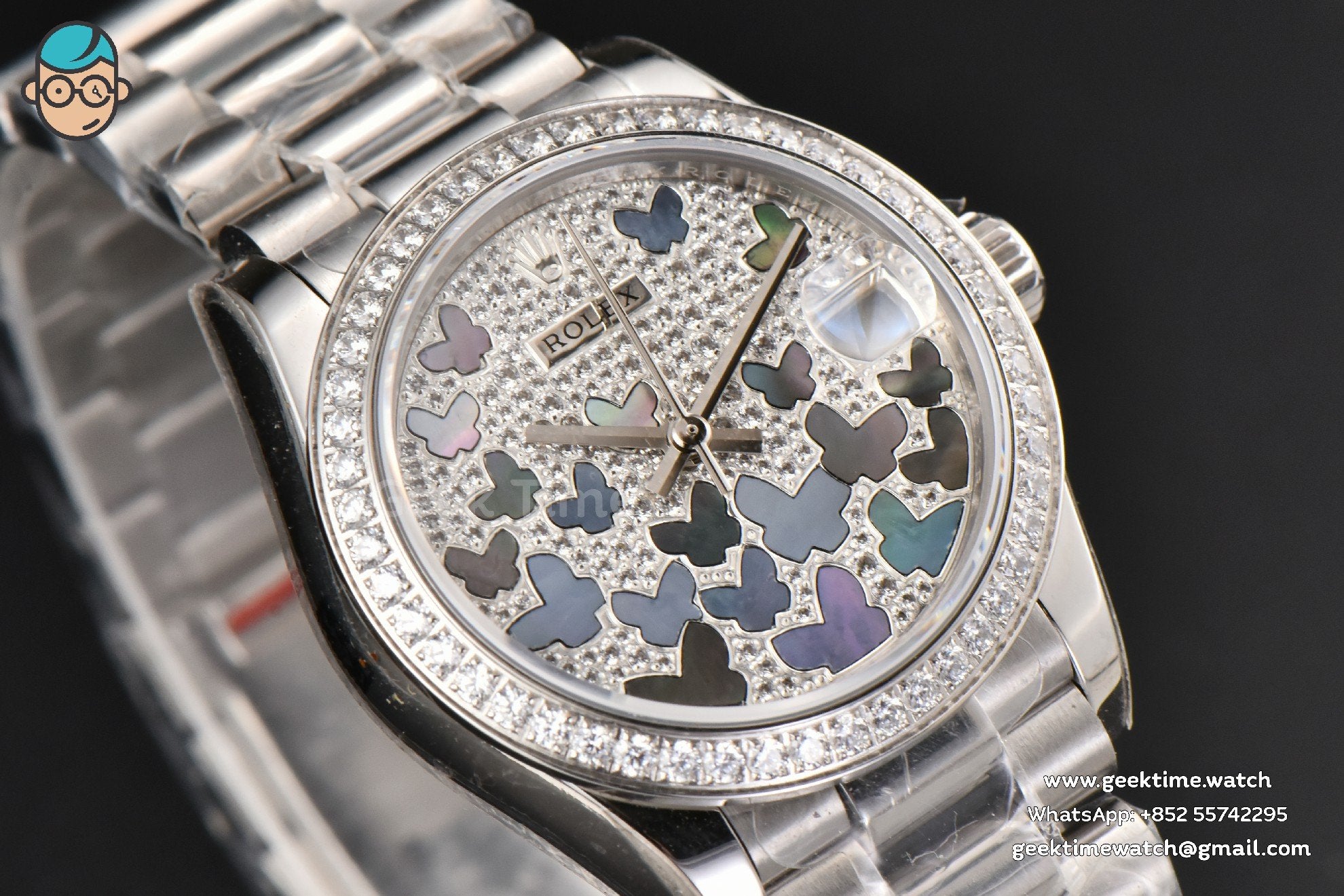 DateJust 31mm Ladies 904L WF quadrante con farfalla e diamanti bracciale Oyster A2671 - Image 8