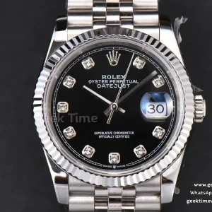 DateJust 36mm SS GMF Black Dial Diamond Marker Jubilee Bracelet VR3235
