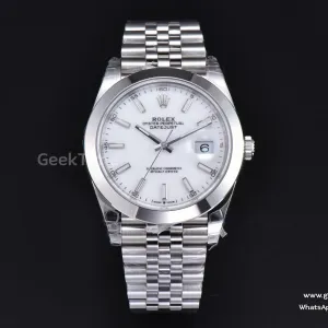 DateJust 41mm 126330 904L VSF lunetta liscia quadrante bianco bracciale Jubilee VS3235