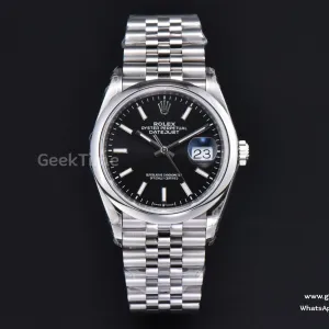 DateJust 36mm 126230 904L VSF lunetta liscia quadrante nero bracciale Jubilee VS3235