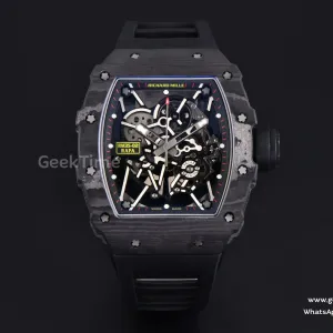 RM035-02 Real NTPT ZF scheletrato nero con indici rossi quadrante corona nera cinturino in caucciù nero RMAL1 Clone