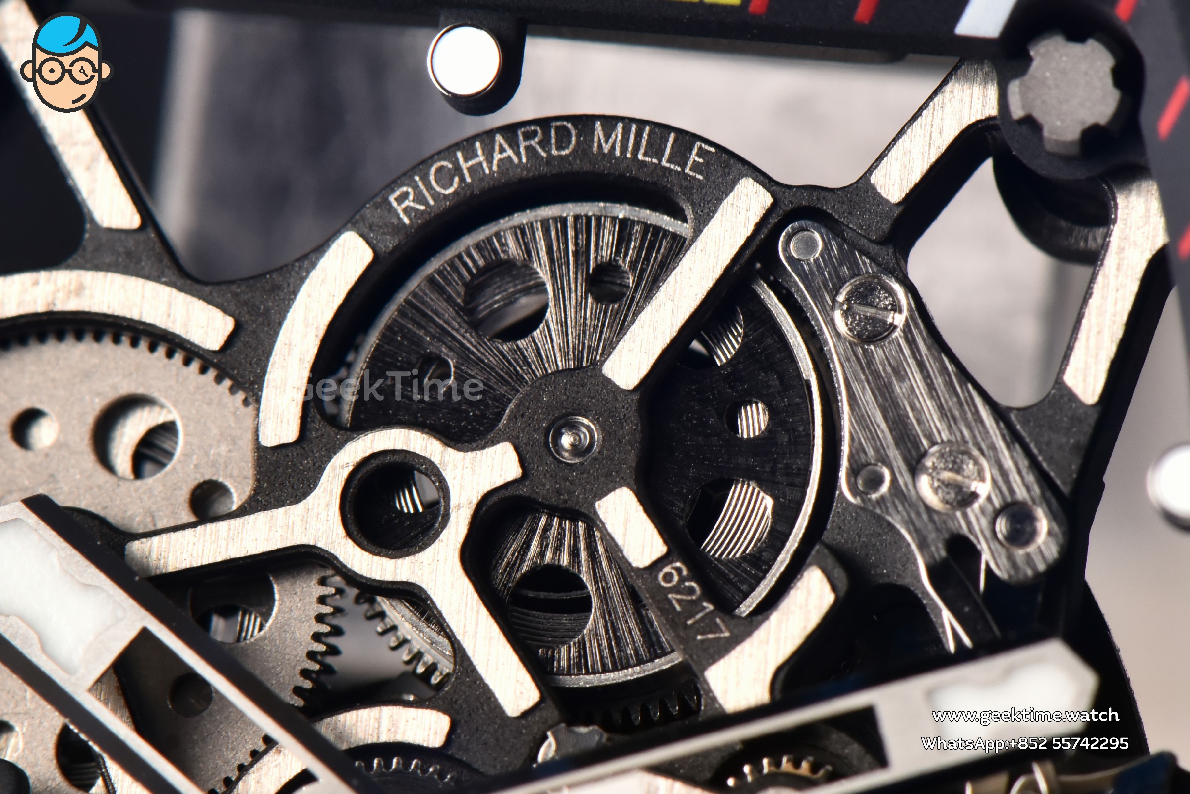 RM035-02 Real NTPT ZF Black Skeleton Red Marker Dial White Crown White Rubber Strap RMAL1 Clone - Image 4