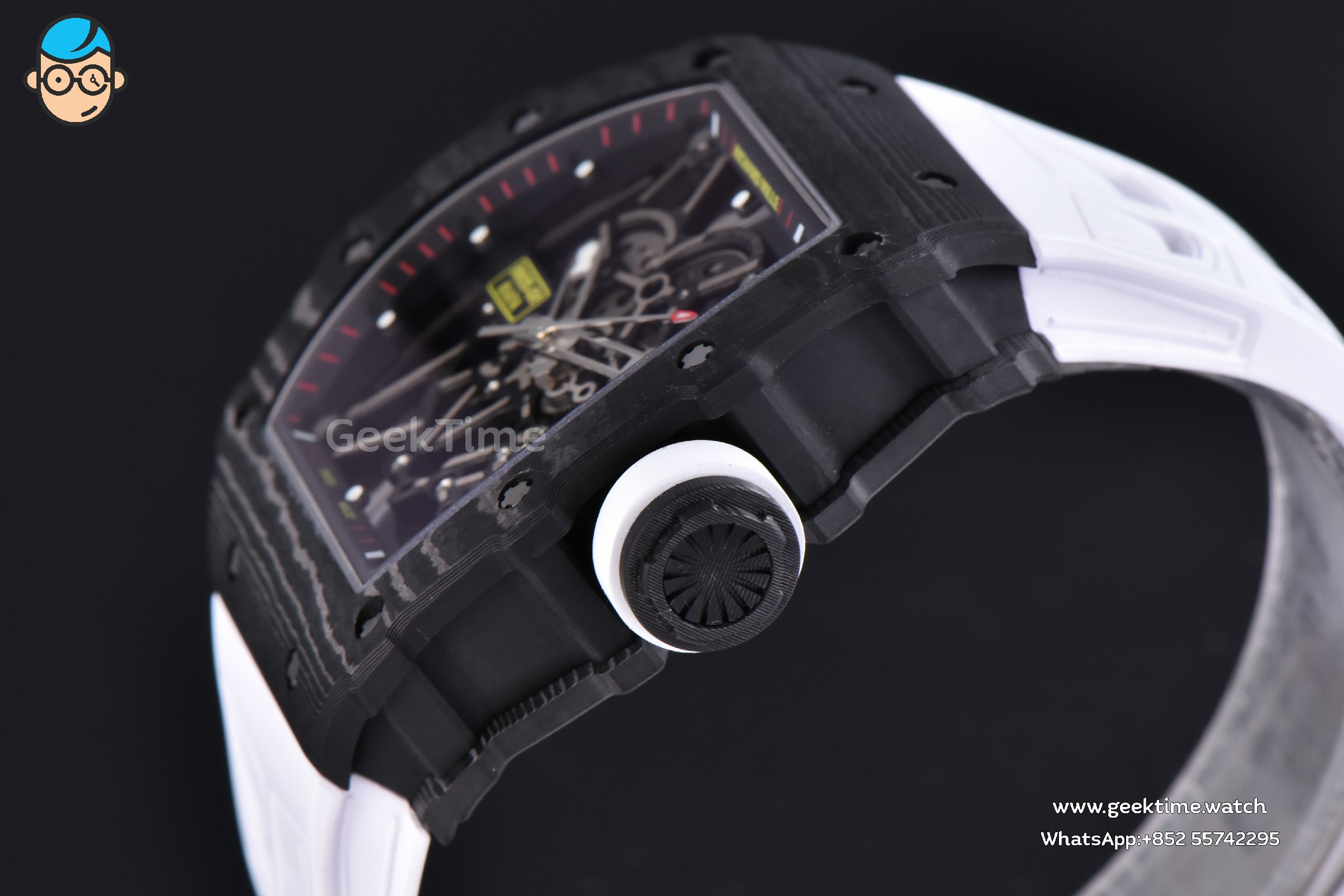 RM035-02 Real NTPT ZF Black Skeleton Red Marker Dial White Crown White Rubber Strap RMAL1 Clone - Image 6