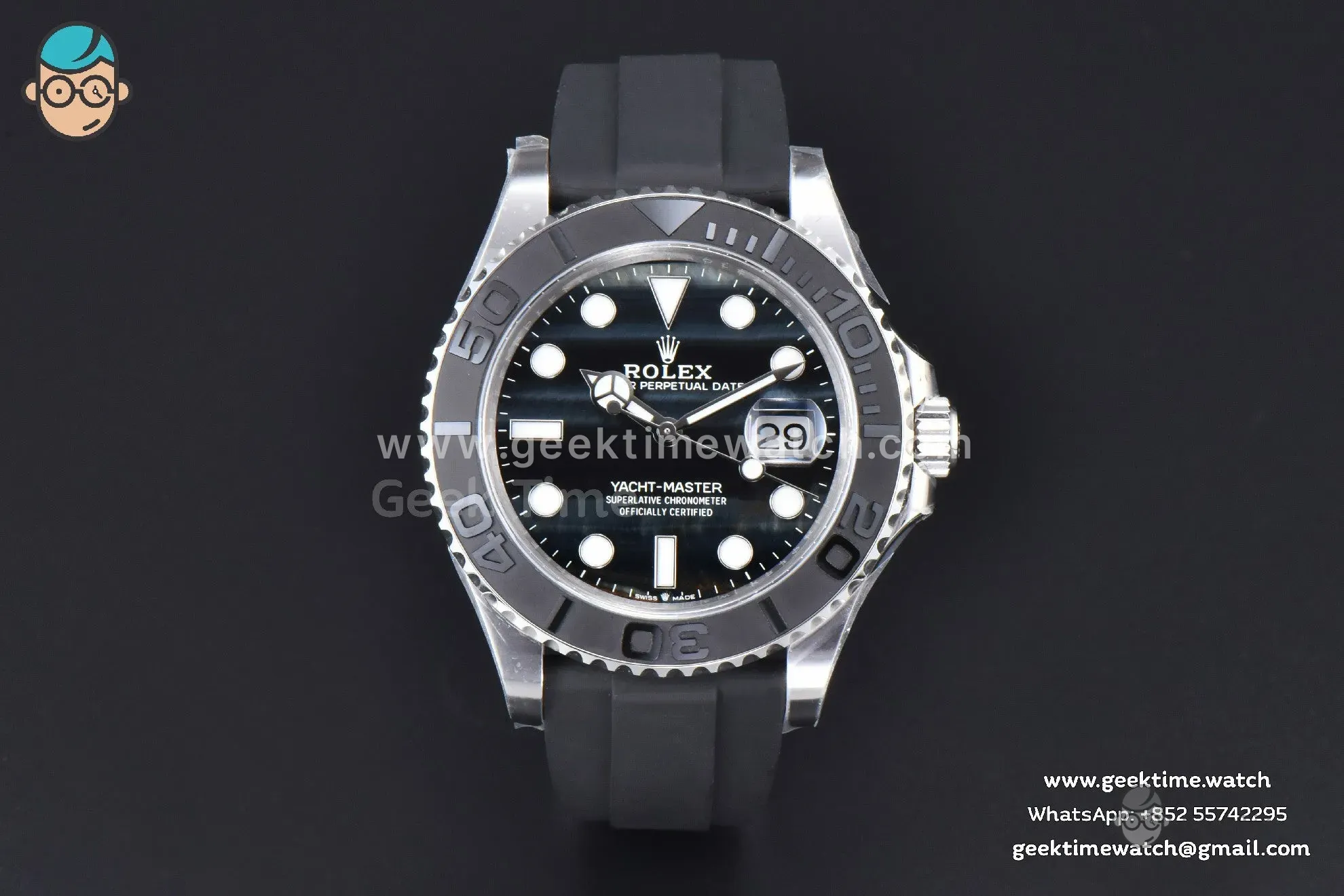 Yacht-Master 42mm 226627 Clean quadrante Falcon’s Eye su cinturino in caucciù nero VR3235