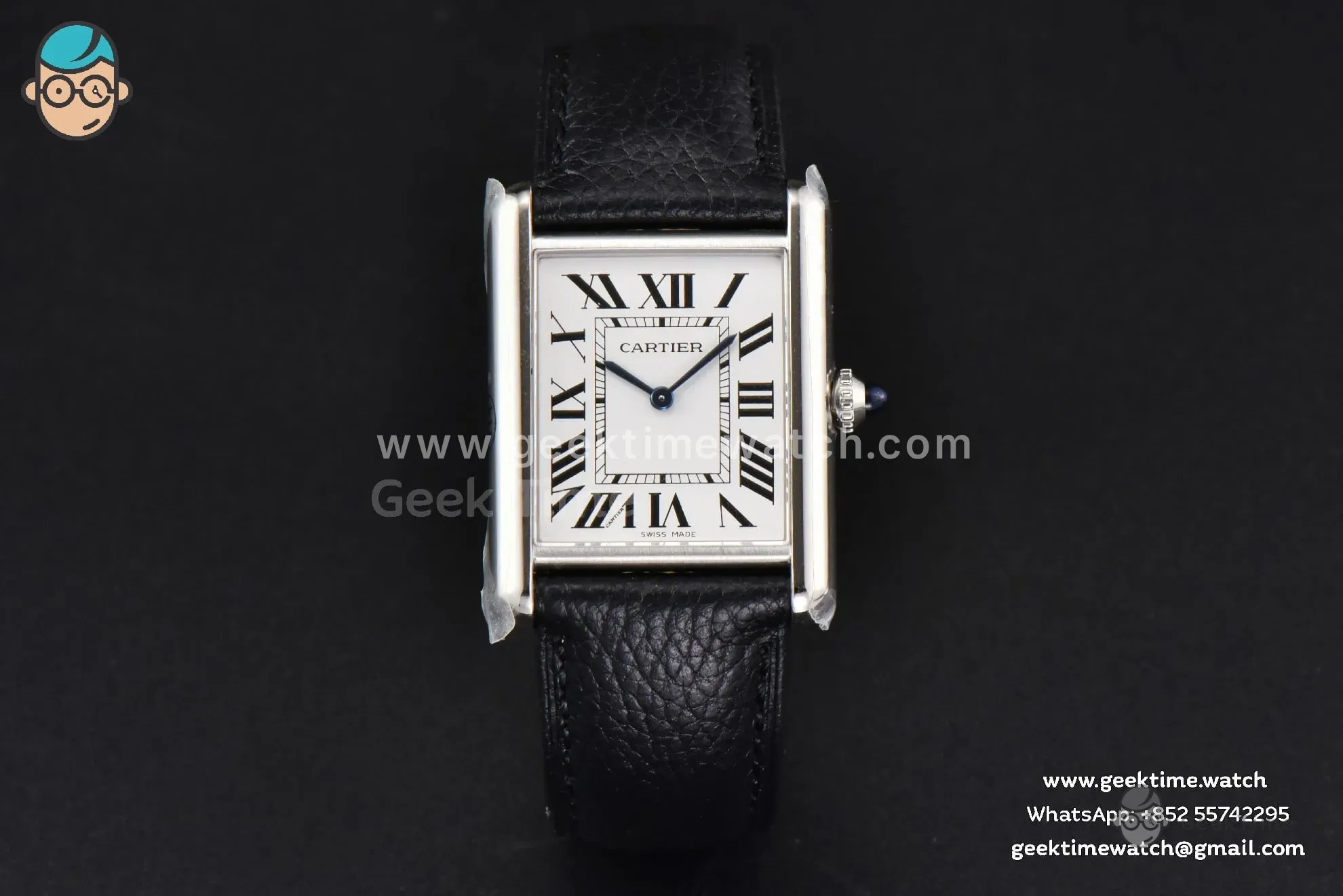 Tank Must Large 33.7×25.5mm K11F White Dial Black Litchi Grained Strap Quartz