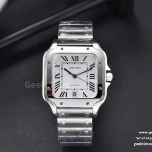 Santos De Cartier 3KF 35mm SS weißes Zifferblatt SS-Armband MIYOTA 9015