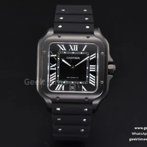 Santos Large 40mm PVD Black Dial Black Rubber Strap MIYOTA 9015