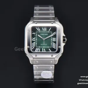 Santos De Cartier Medium SS BVF 35mm Green Dial SS Bracelet MIYOTA 9039
