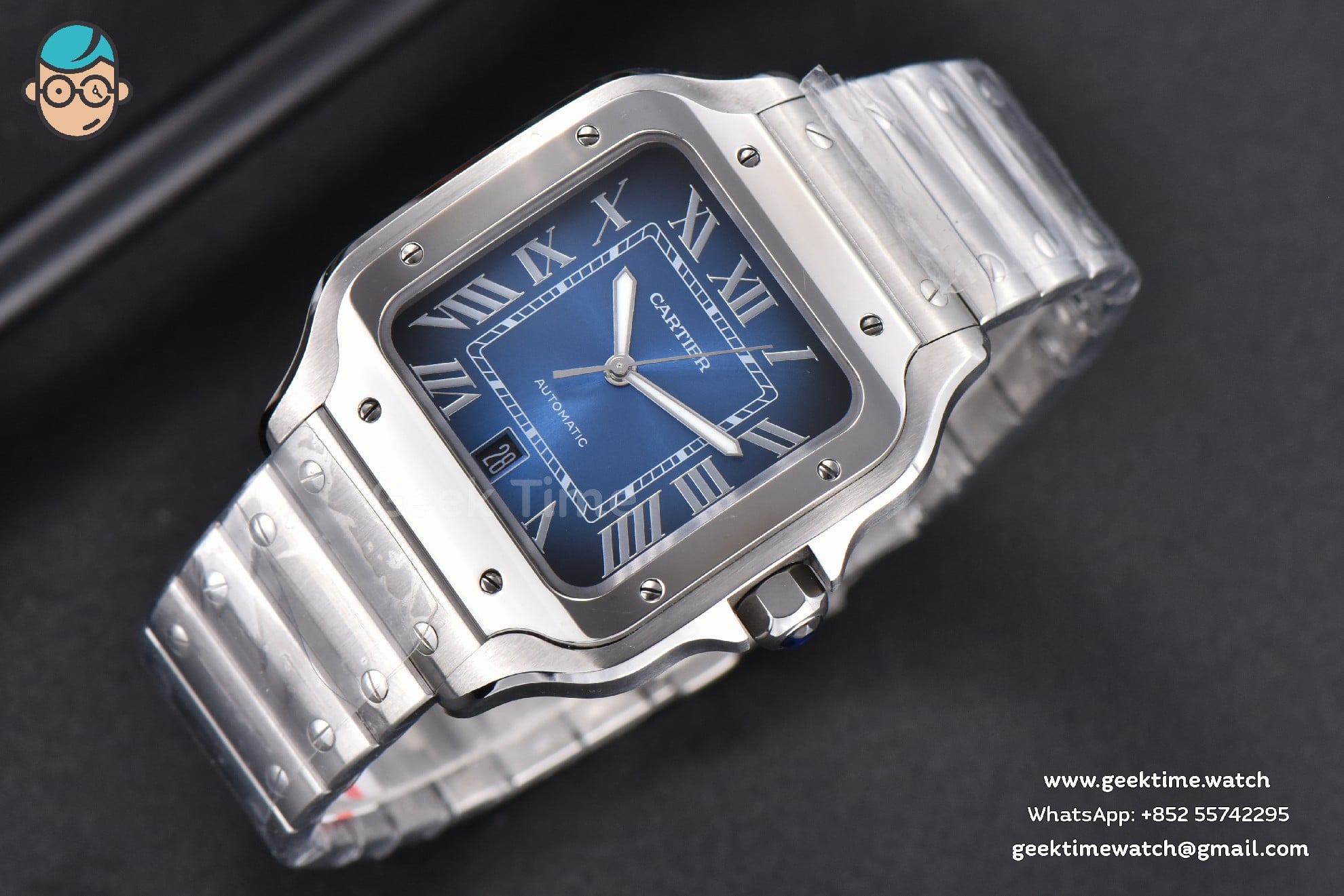 Santos De Cartier XL BVF 40mm Blue Dial SS Bracelet MIYOTA 9019 - Image 11