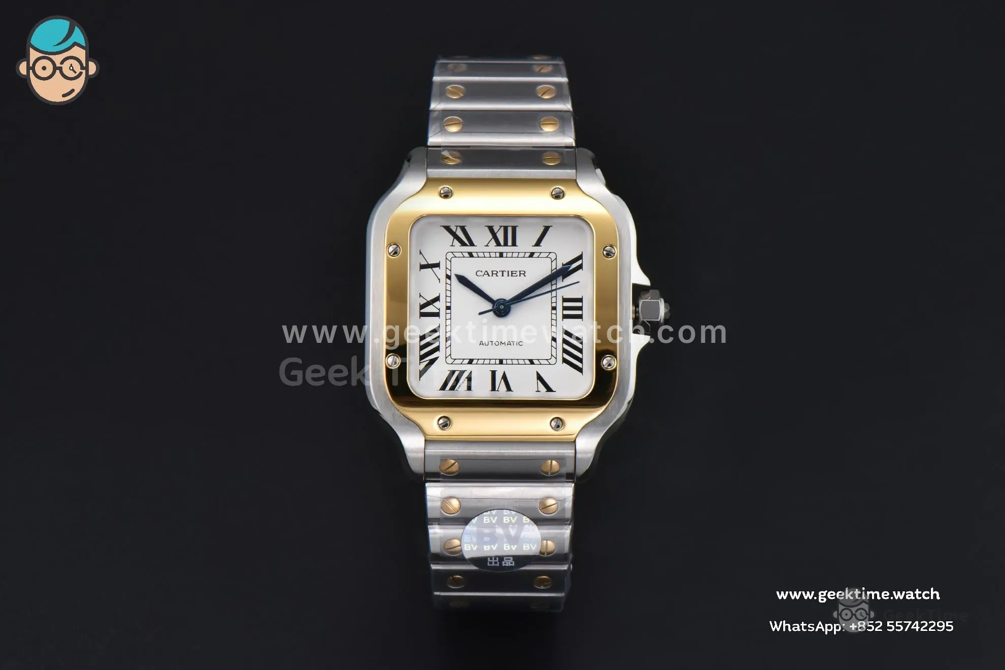 Santos Cartier Medium 35mm BVF YG/SS cadran blanc bracelet YG/SS MIYOTA 9039