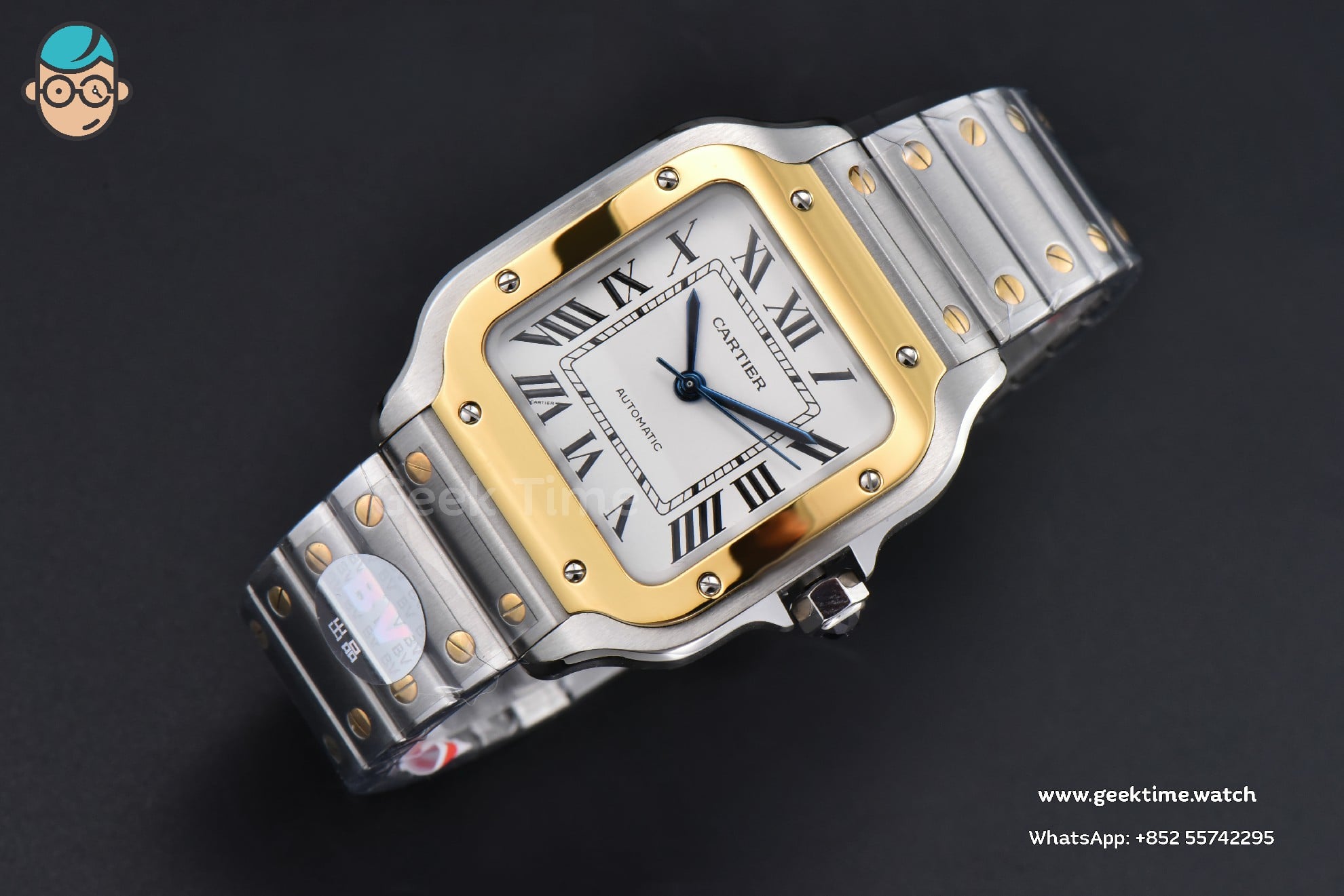 Santos Cartier Medium 35mm BVF YG/SS cadran blanc bracelet YG/SS MIYOTA 9039 - Image 3