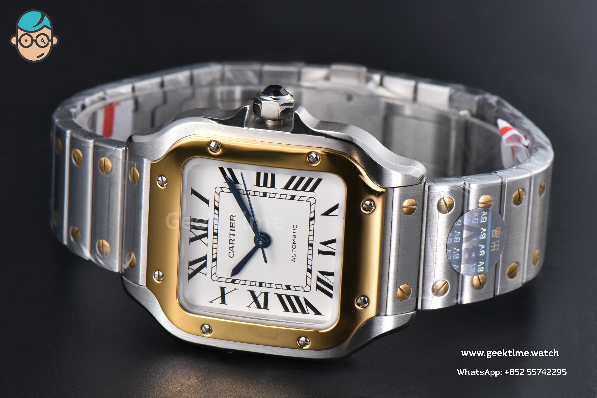 Santos Cartier Medium 35mm BVF YG/SS cadran blanc bracelet YG/SS MIYOTA 9039 - Image 13