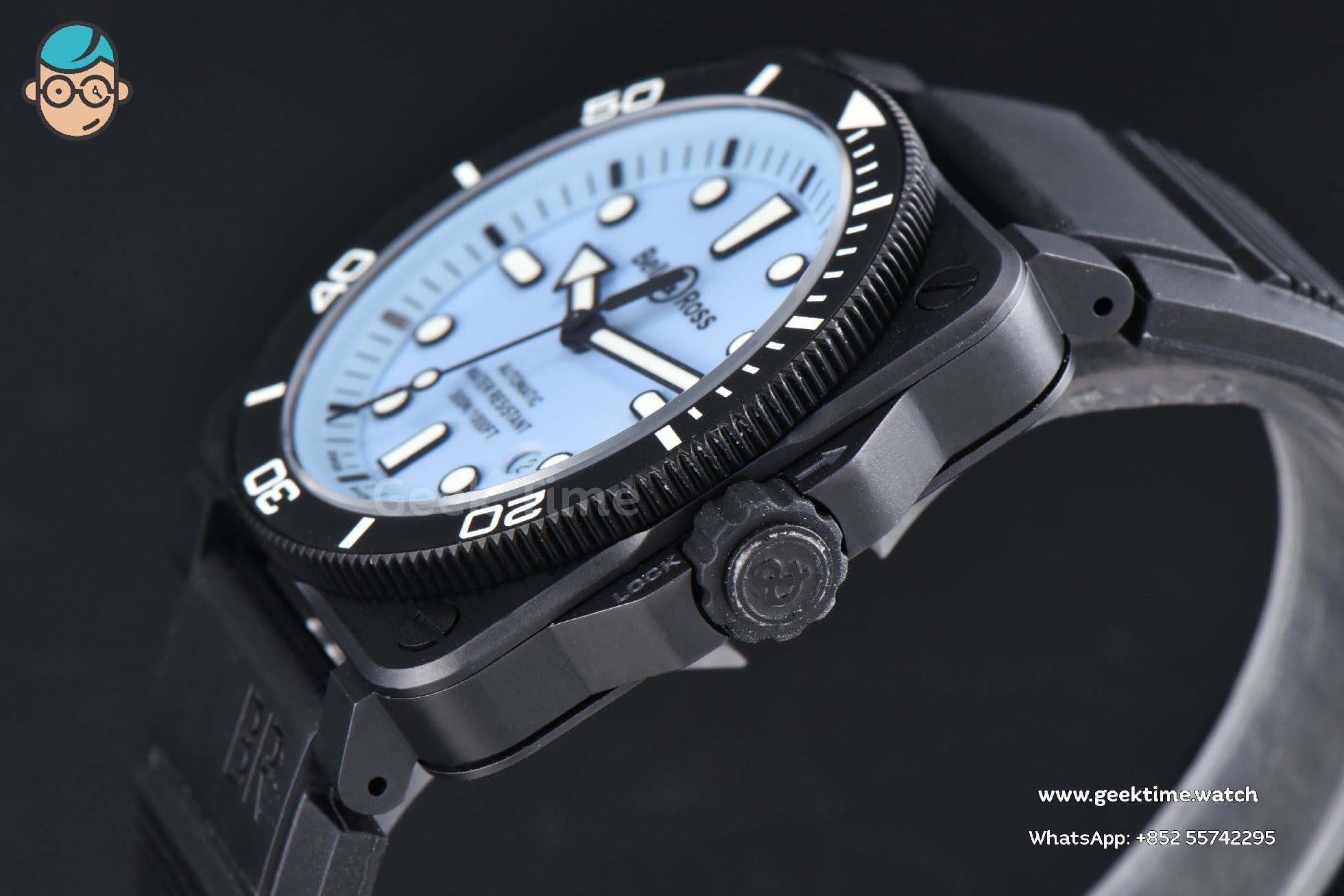 Bell Ross BR03-92 M+F Full Lume Ceramic Case Light Blue Dial Black Rubber Strap A2892 - Image 24