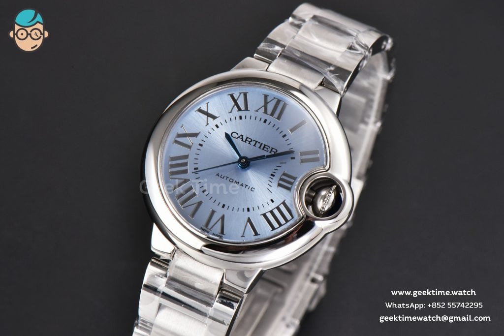 Ballon Bleu 33mm AF quadrante azzurro ghiaccio bracciale SS A1853 - Image 20
