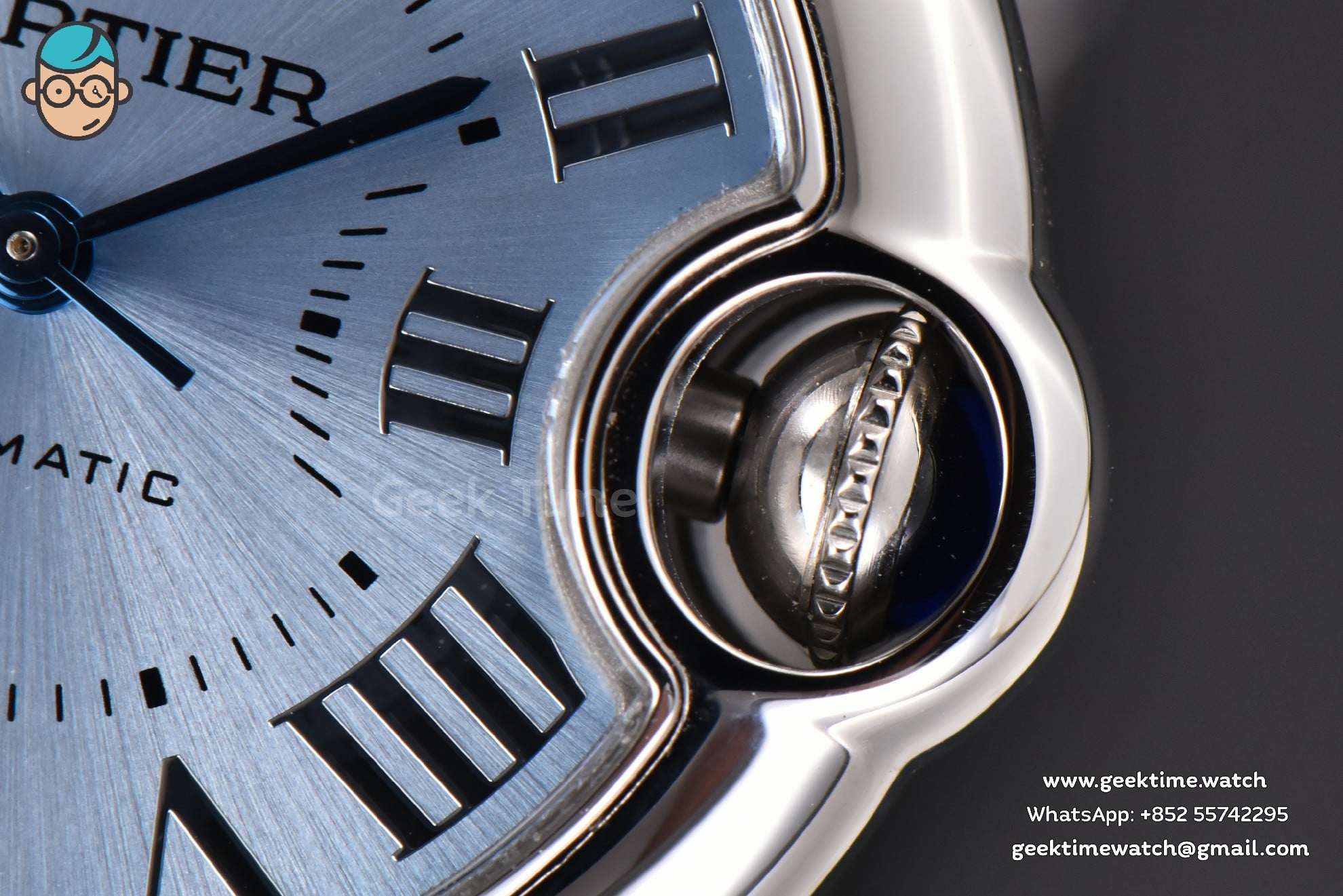 Ballon Bleu 33mm AF quadrante azzurro ghiaccio bracciale SS A1853 - Image 25