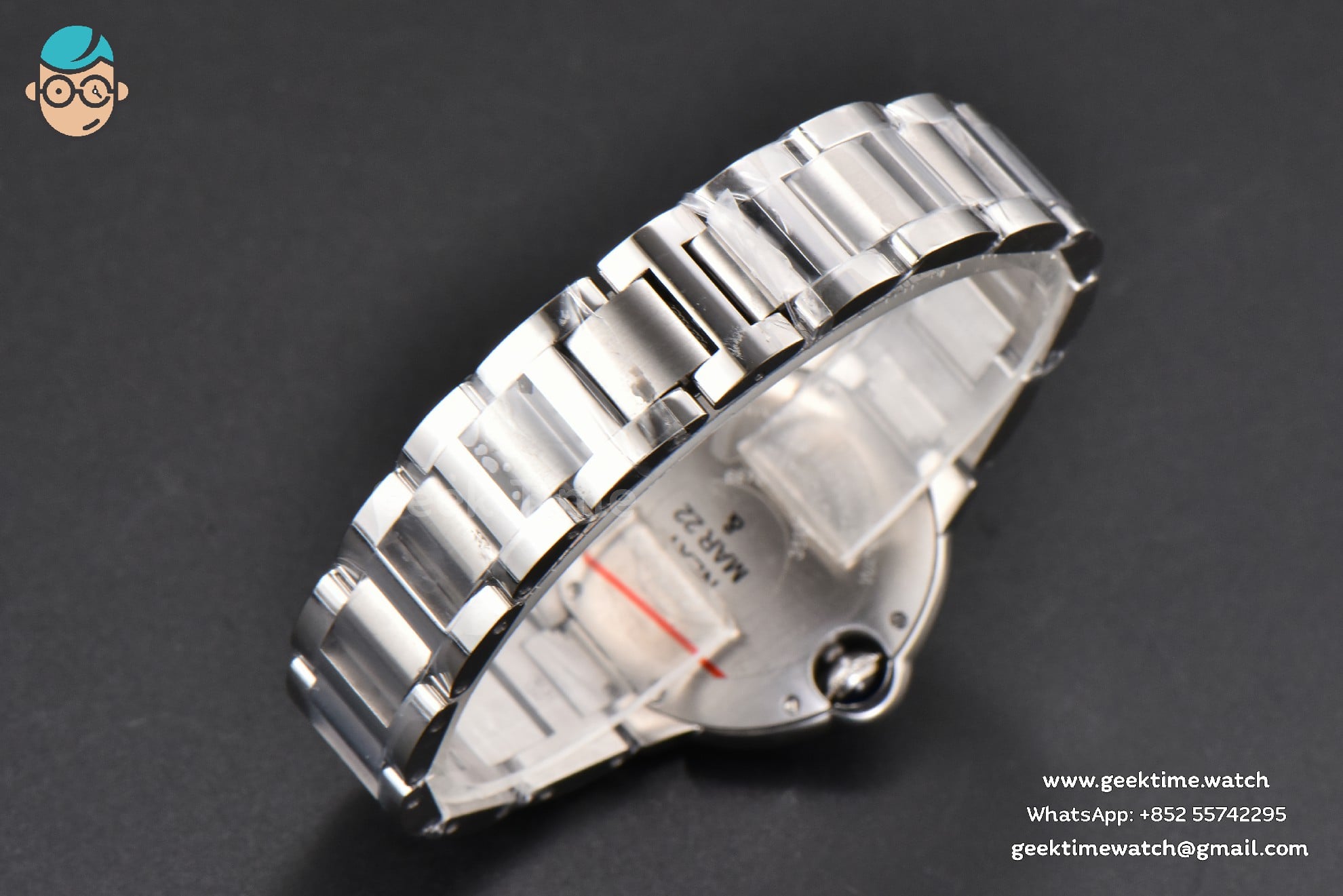 Ballon Bleu 33mm AF quadrante azzurro ghiaccio bracciale SS A1853 - Image 32