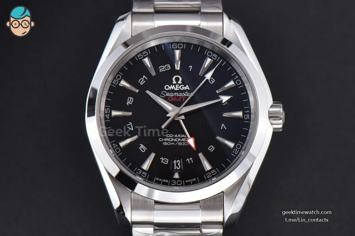 Aqua Terra 150M 43mm GMT VSF Black Textured Dial SS Bracelet A8605