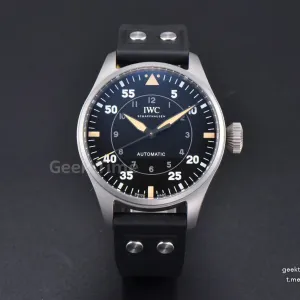 Big Pilot IW329701 Titanium M+F 43.8MM Black Dial Black Rubber Strap A2892