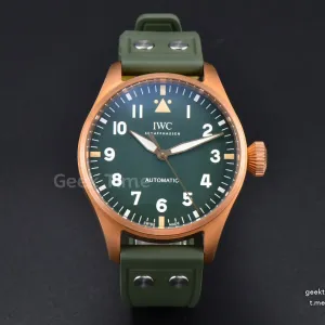 Big Pilot IW329702 Bronze M+F 43.8MM Green Dial Green Rubber Strap A2892
