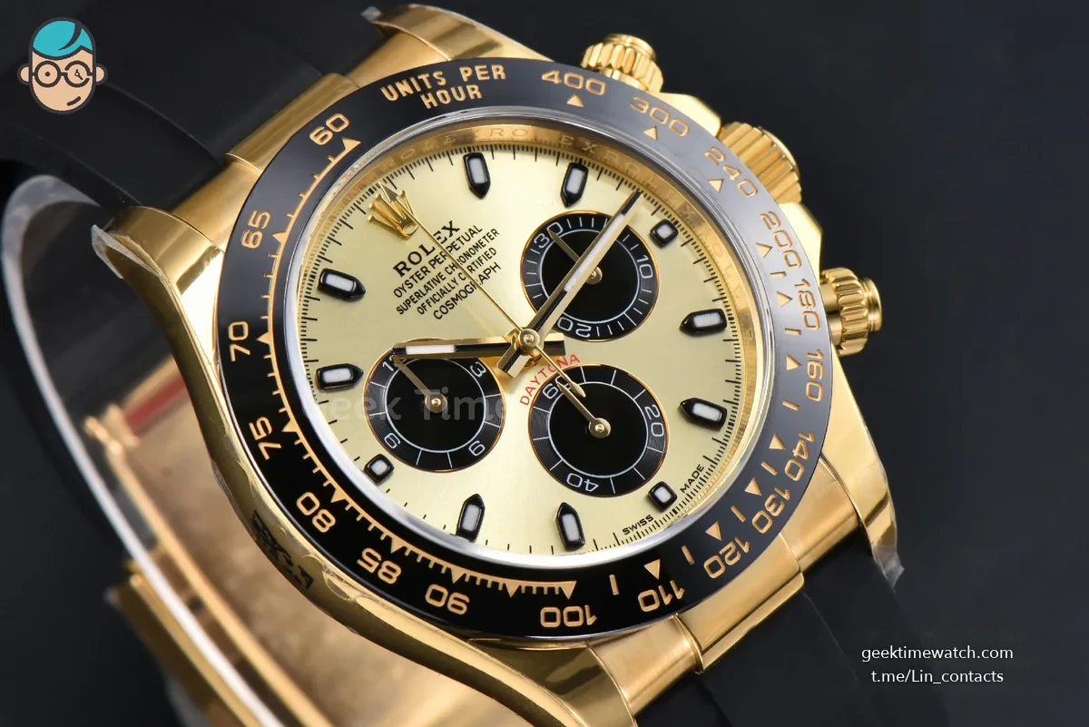 Daytona 116518 YG APSF YG/Black Dial Ceramic Bezel Lume Marker Oysterflex Strap Tungsten Version SH4130
