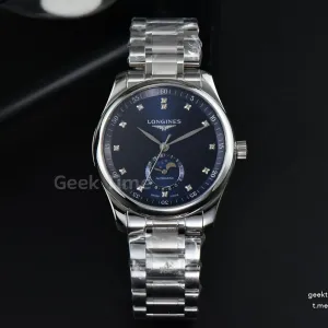 Longines Master Moonphase 40MM GF Blue Dial Diamond Marker SS Bracelet A899