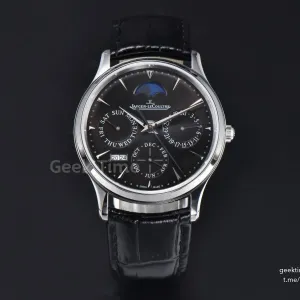 Master Ultra Thin Perpetual Calendar SS VRF 39MM grey Dial Black Leather Strap MY9015