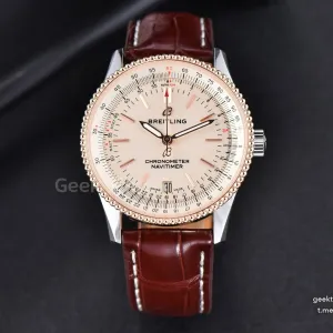 Navitimer TF 38MM RG White Dial White Bezel Brown Leather Strap A2824