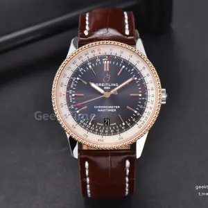 Navitimer V7F 41MM Gray Dial Brown Leather Strap A2824
