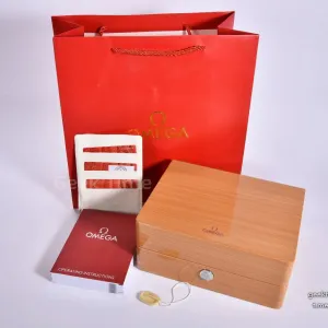 Omega Wooden Box And Papers