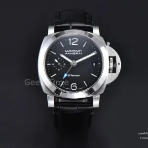 PAM1365 Luminor Quaranta BiTempo 40mm VSF Black Dial Leather Strap P900