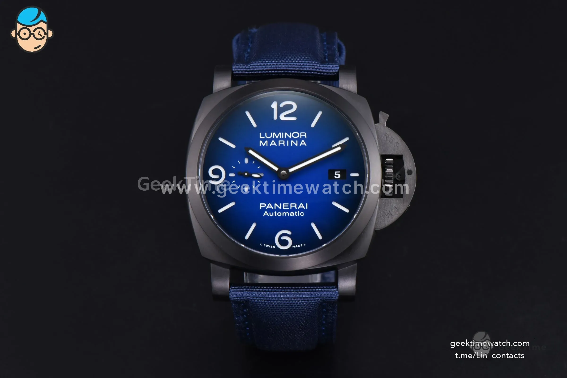 PAM2319 Luminor 1950 Black DLC 44mm VSF Blue Dial Blue Nylon Strap P9010
