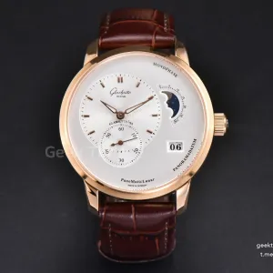 Panomatic Lunar 40mm APSF RG White Dial Brown Leather Strap A23J