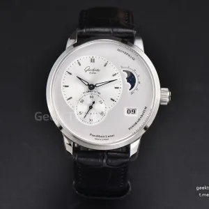 Panomatic Lunar 40mm APSF White Dial Black Leather Strap A23J