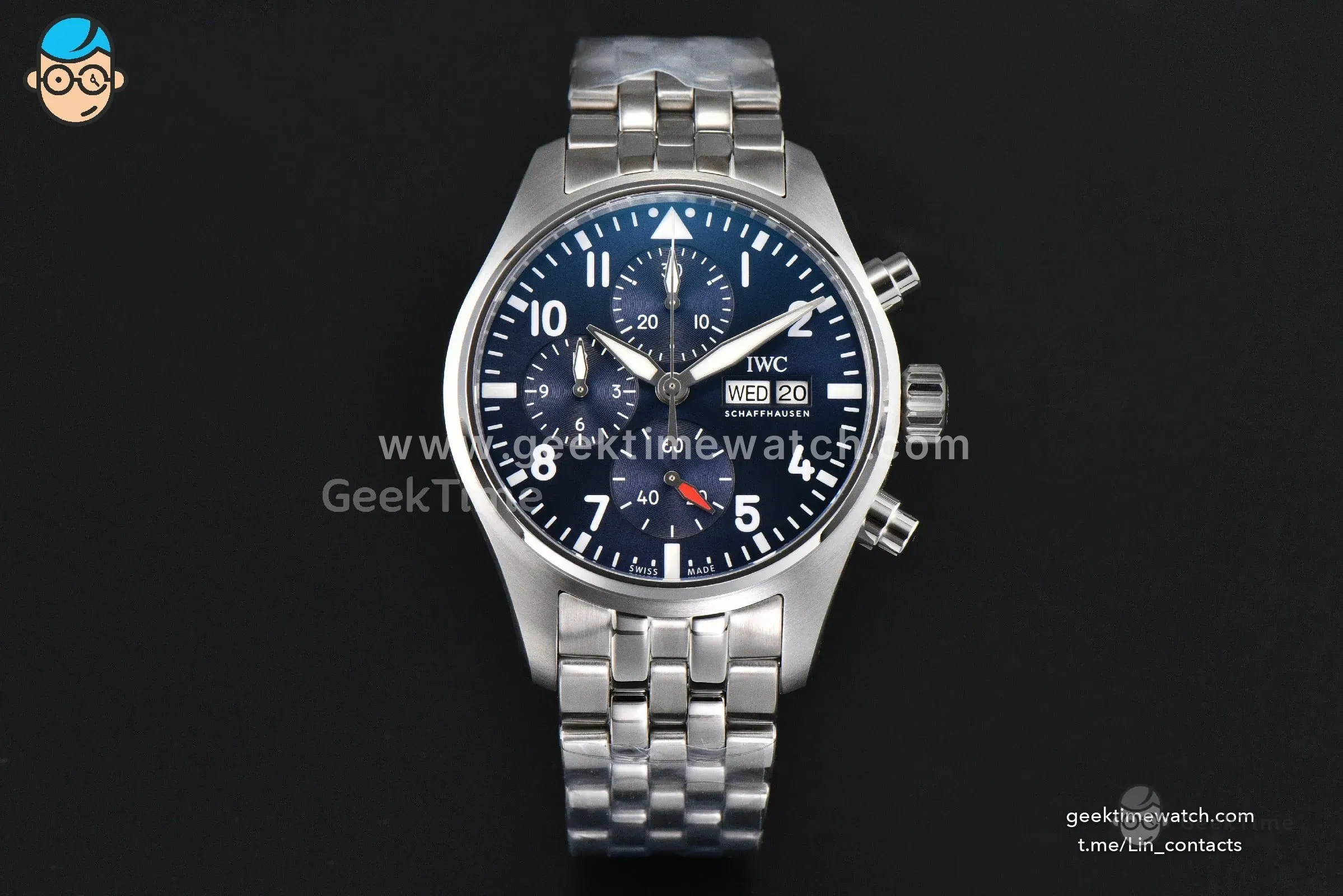 Pilot Chrono IW388102 APSF 41mm Blue Dial SS Bracelet Clone SA69385