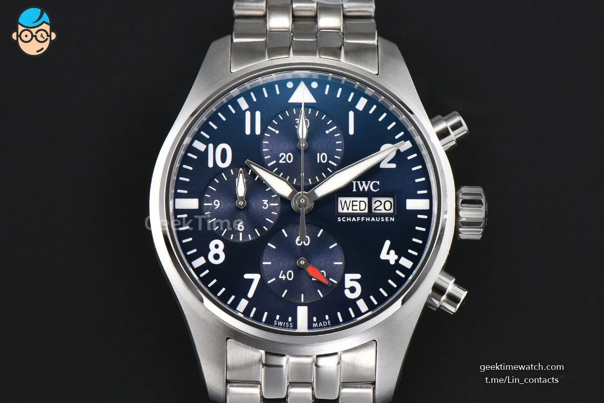 Pilot Chrono IW388102 APSF 41mm Blue Dial SS Bracelet Clone SA69385