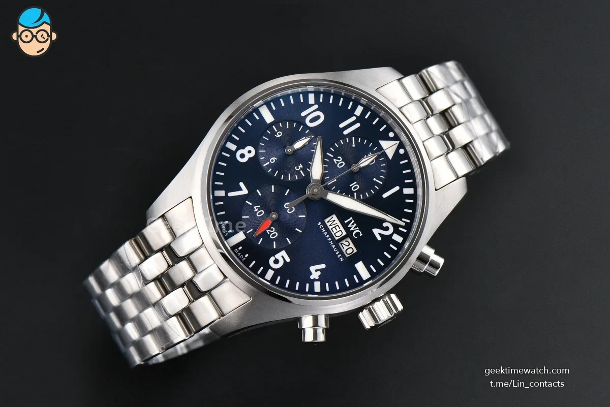 Pilot Chrono IW388102 APSF 41mm Blue Dial SS Bracelet Clone SA69385
